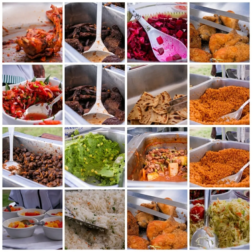 Elegant outdoor catering buffet setup