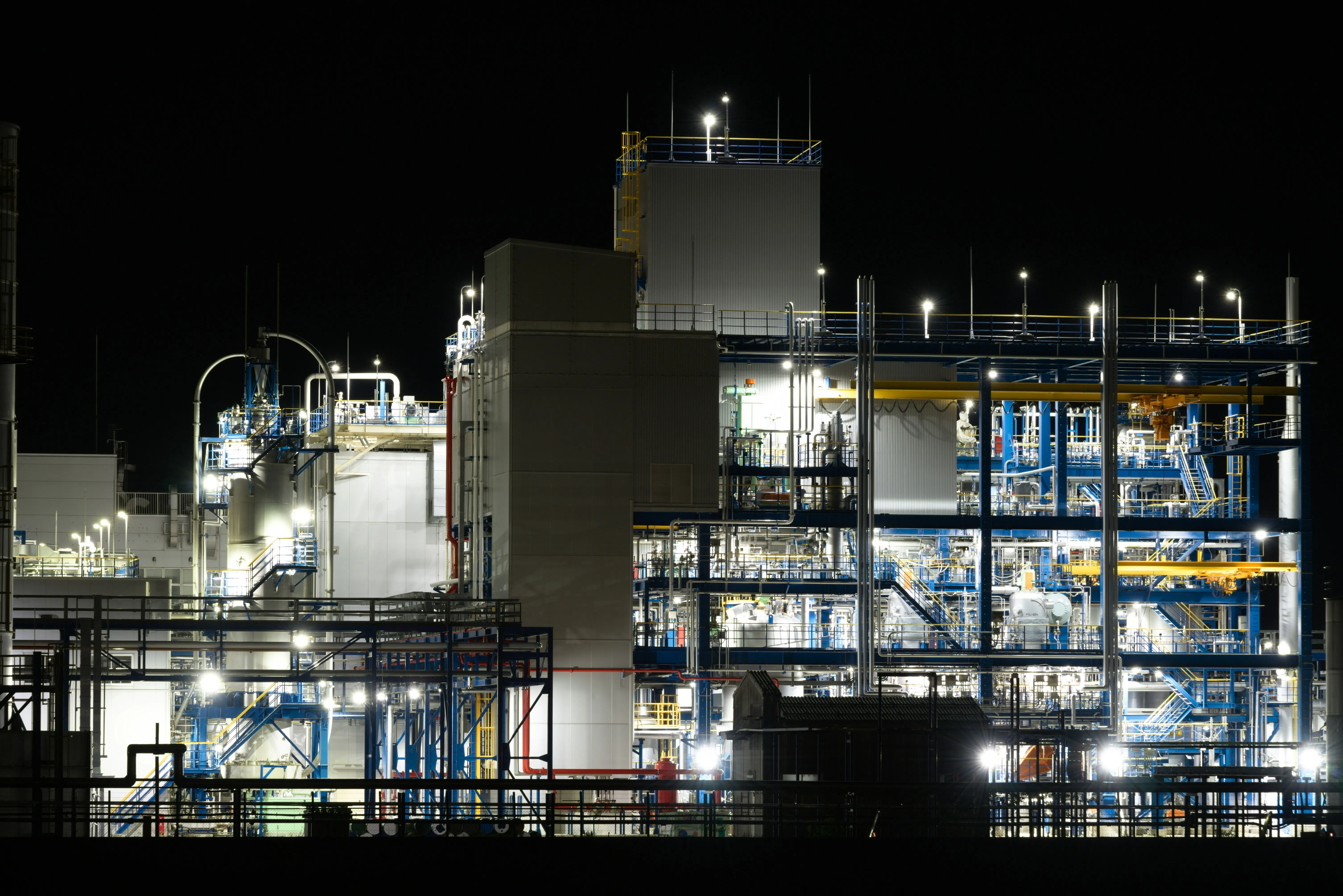 Industrial plant illuminated at night