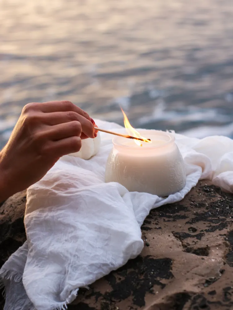 Soft-focus silk and candle ambiance