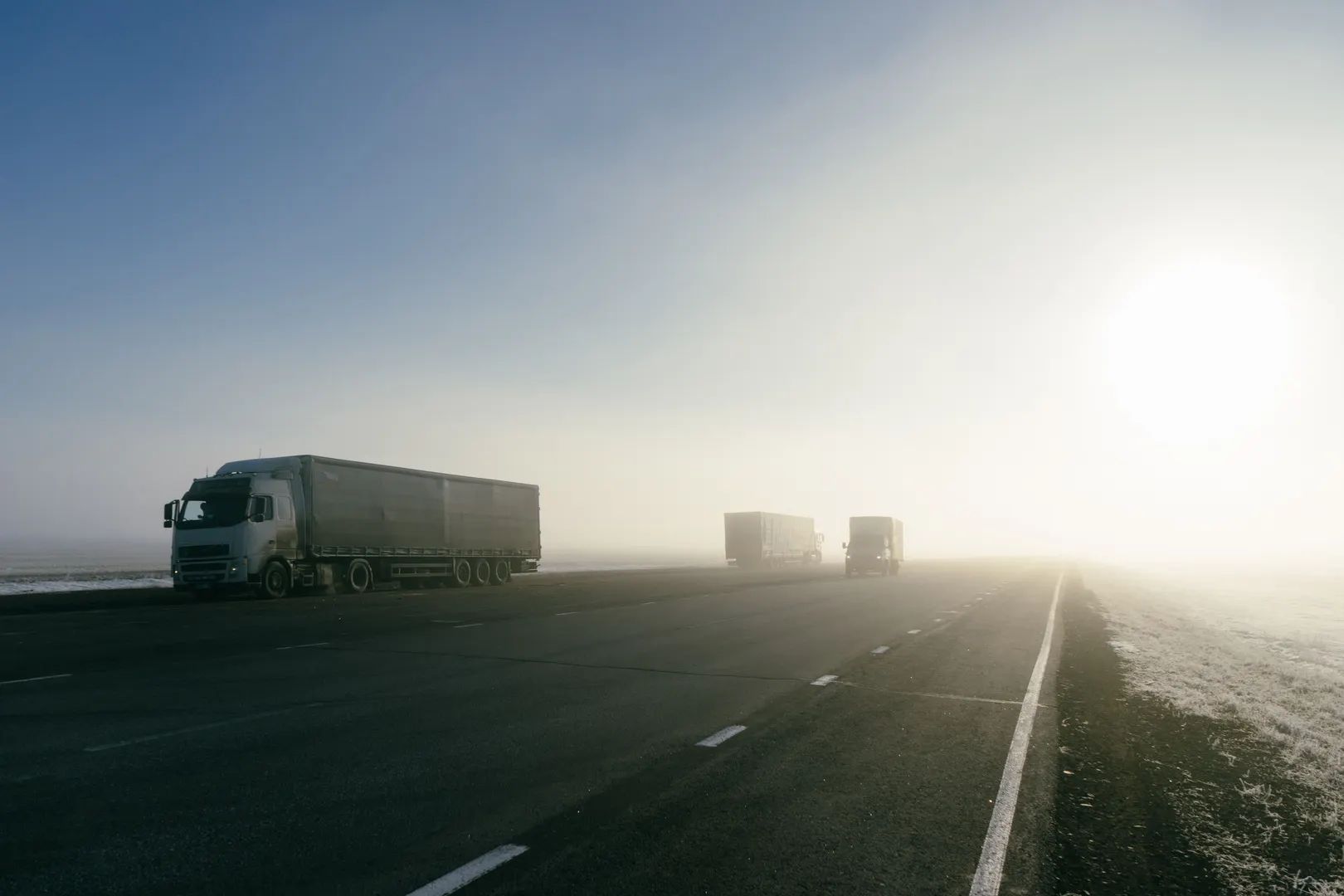 Commercial truck at dawn on Bunyala Road