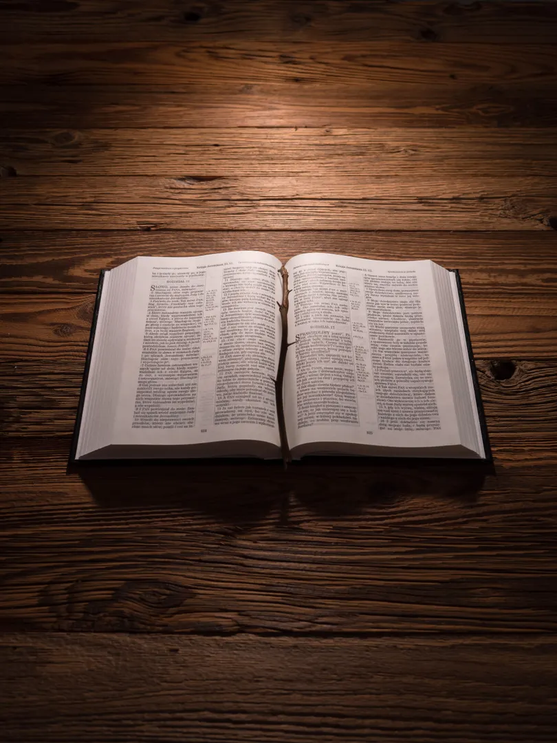 Open Bible with dramatic lighting