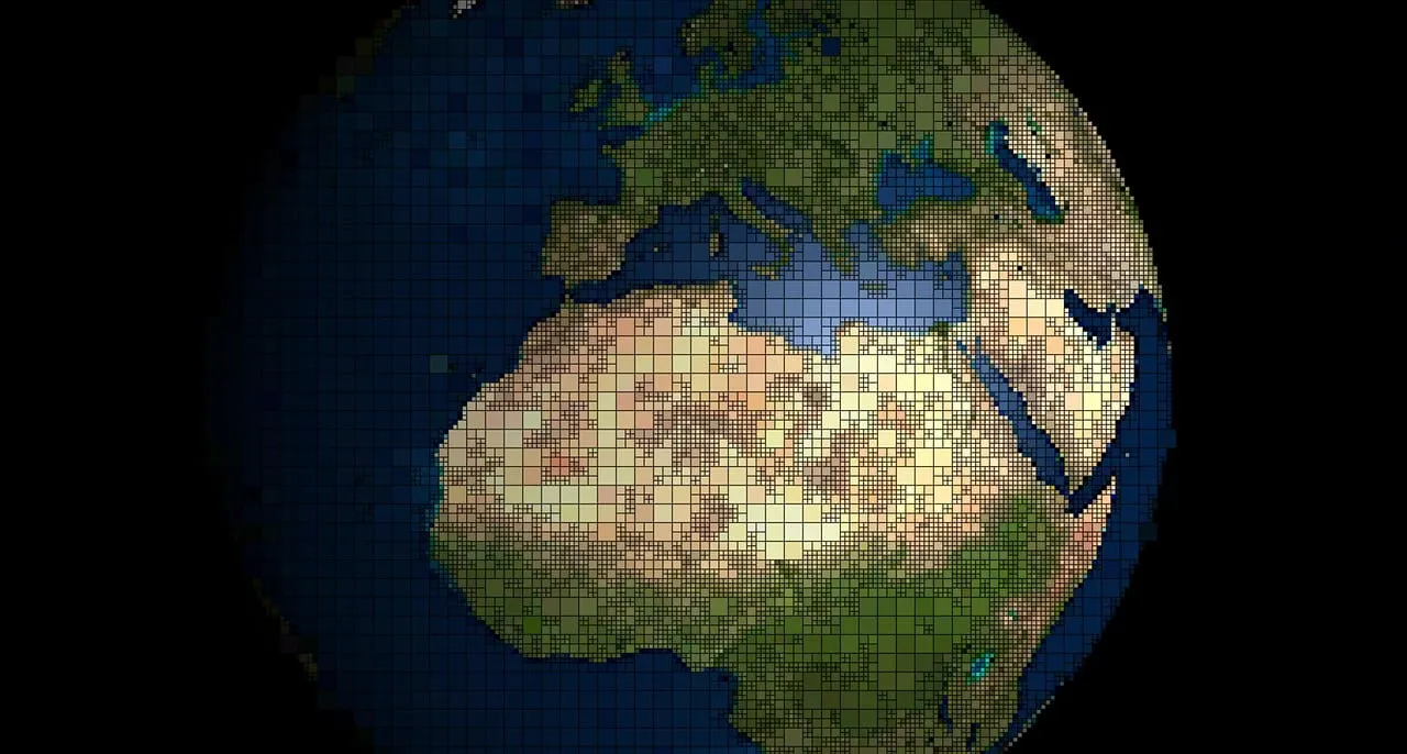 Stylized global map showing trade routes