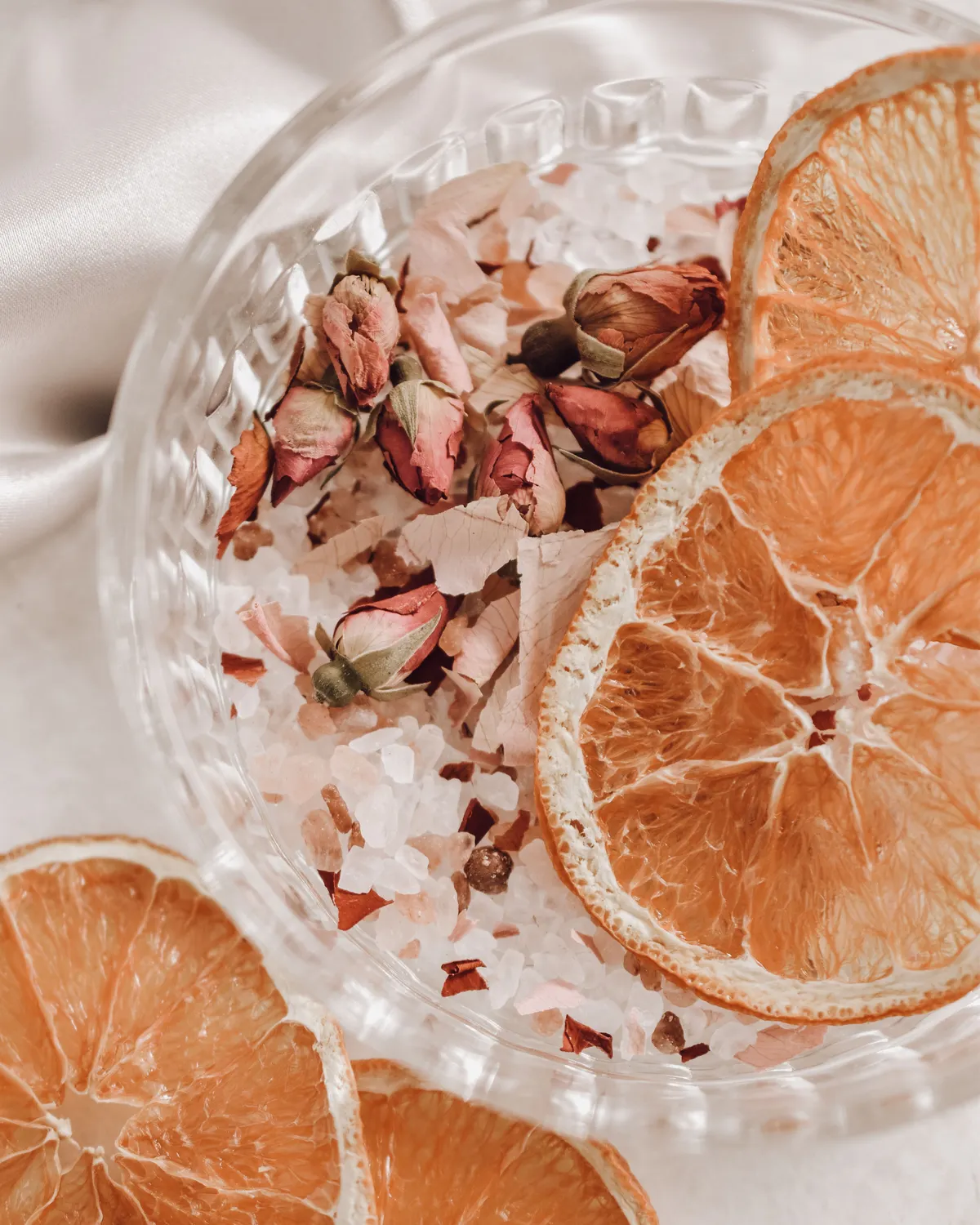 Luxury wellness products and silk setting