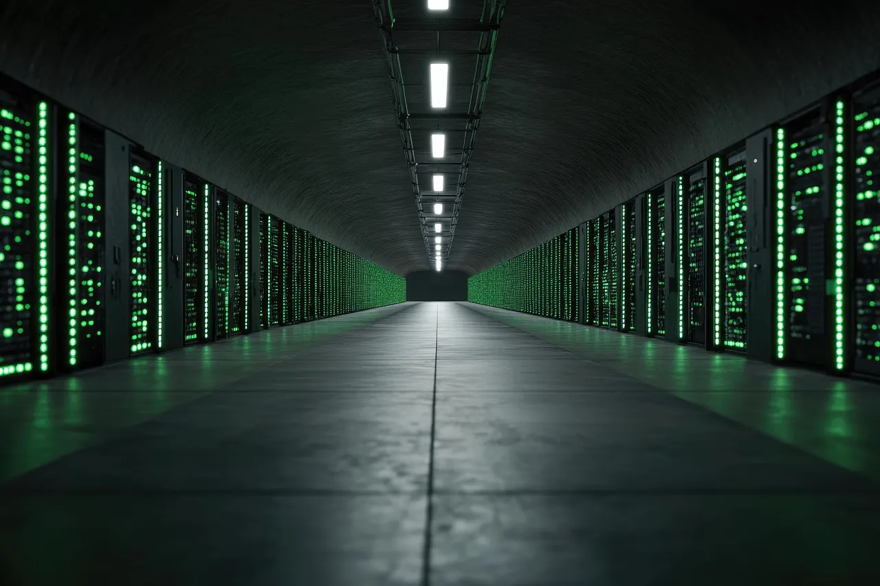 futuristic data center server room