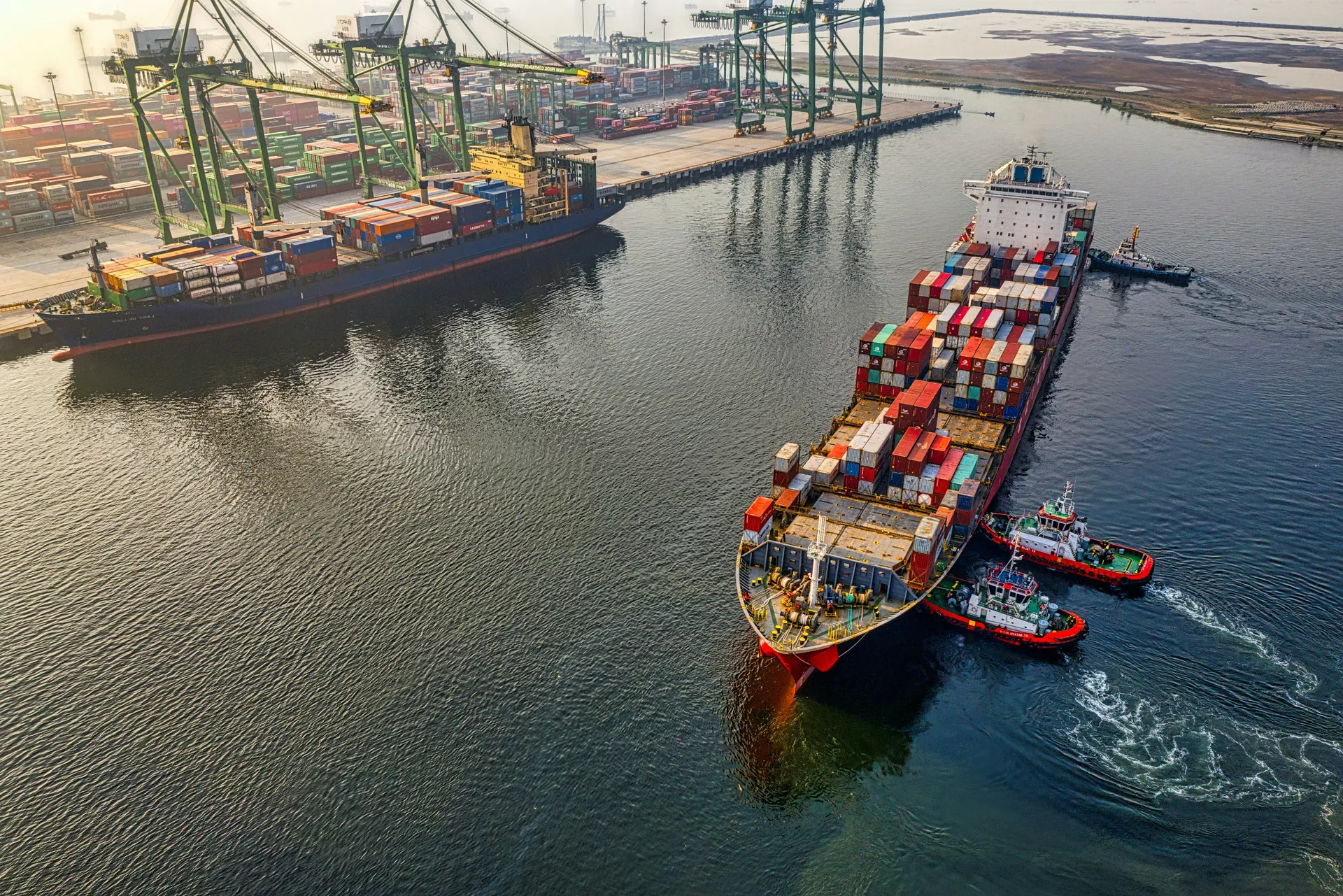 Aerial view of cargo port