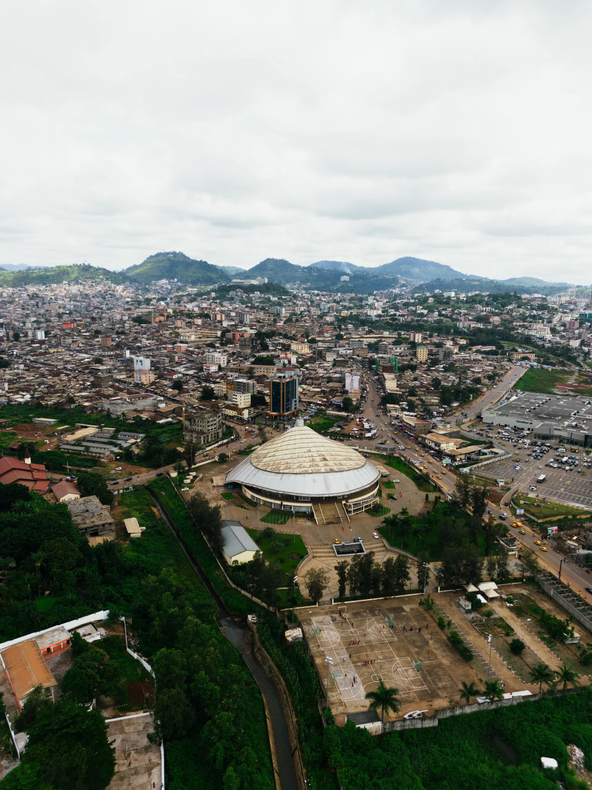 Aerial view of modern African infrastructure