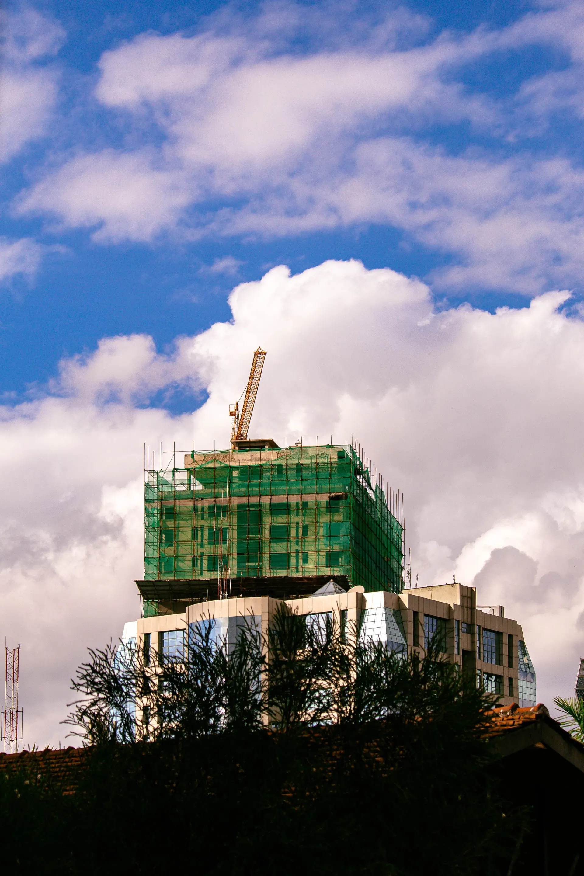 Nairobi construction site at dusk