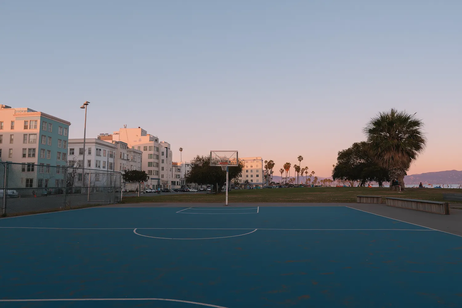 Melrose Park Estate tennis courts at dusk