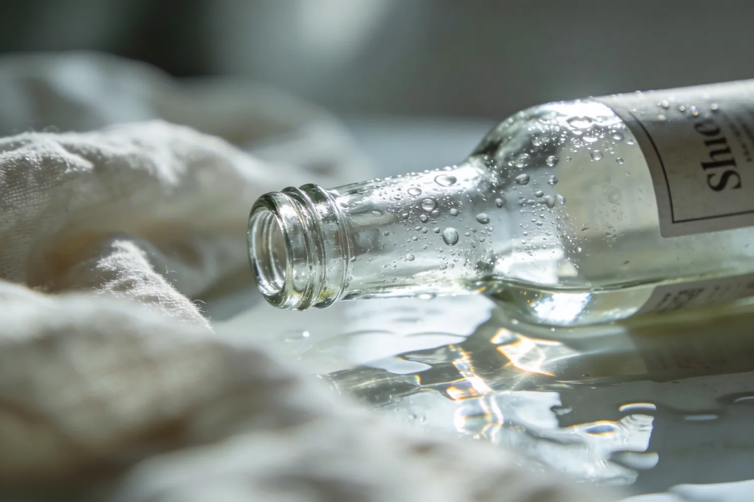 Premium beverage bottle with water droplets
