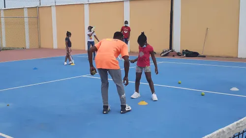 Tennis training action