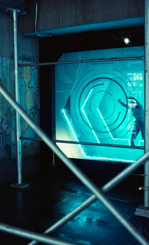 Futuristic digital display interaction