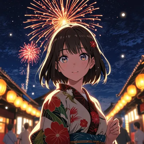 Yukata at a fireworks festival