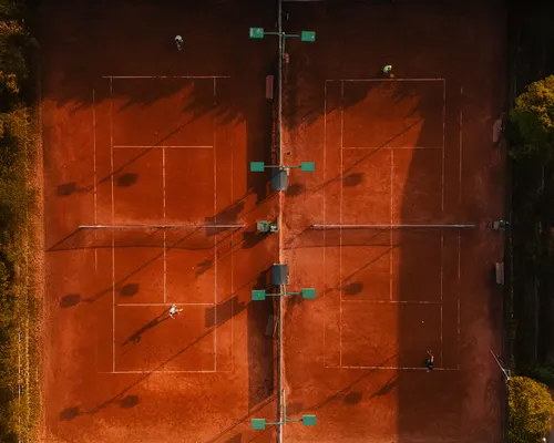 Aerial view of tennis courts