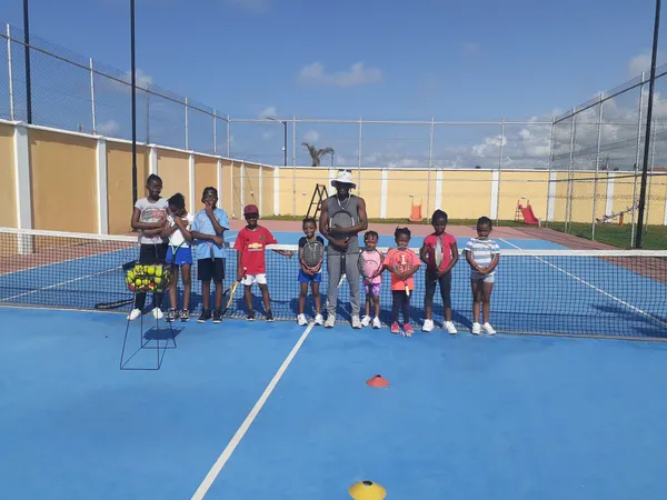 Junior tennis player in action