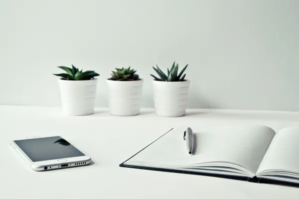 modern office with writing tools