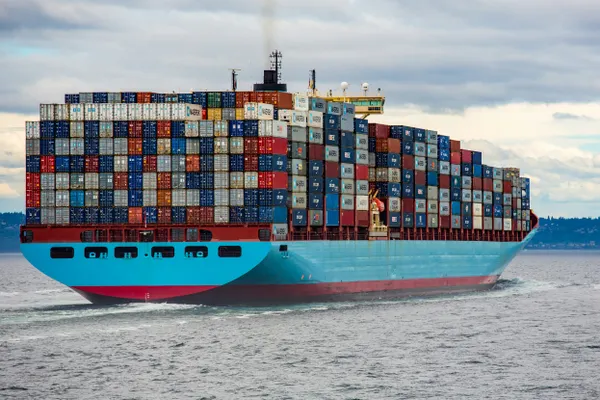 Cargo ship on sea representing sea freight