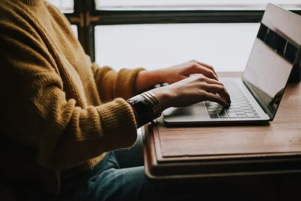 Student working on laptop