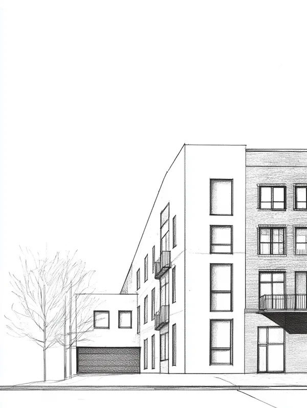 Modern Building Architectural Sketch