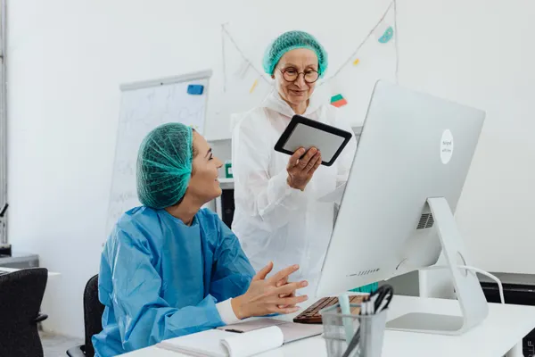 Medical researcher reviewing rapid diagnostic result report