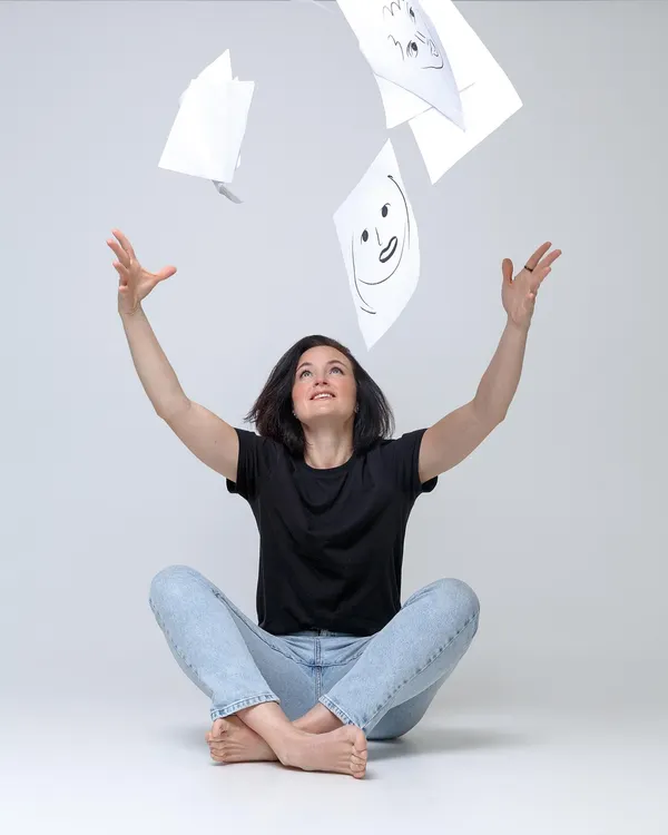 artist smiling in studio