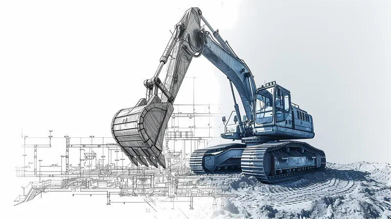Industrial blueprints and excavator design