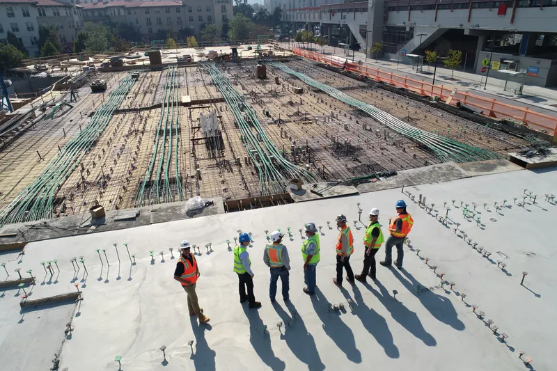 Civil construction team on site