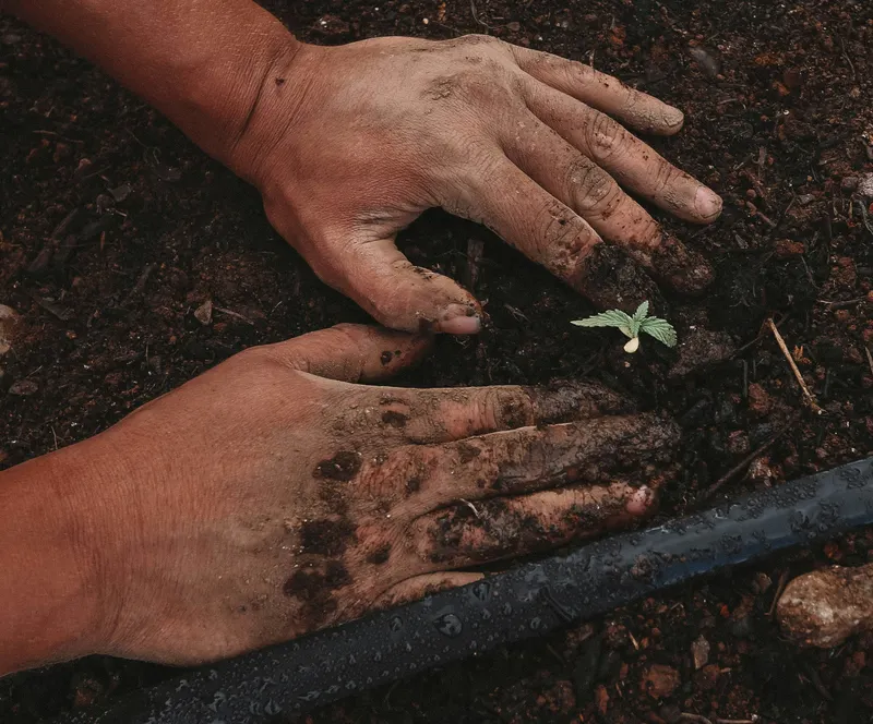 Farmer holding fertile Maua soil