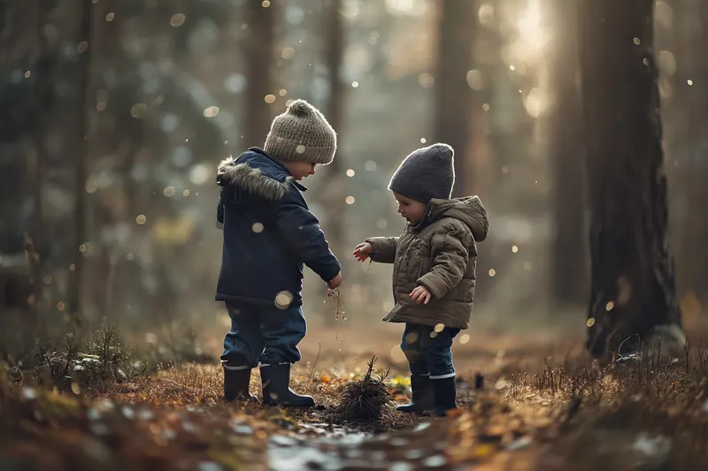 Children playing in forest school