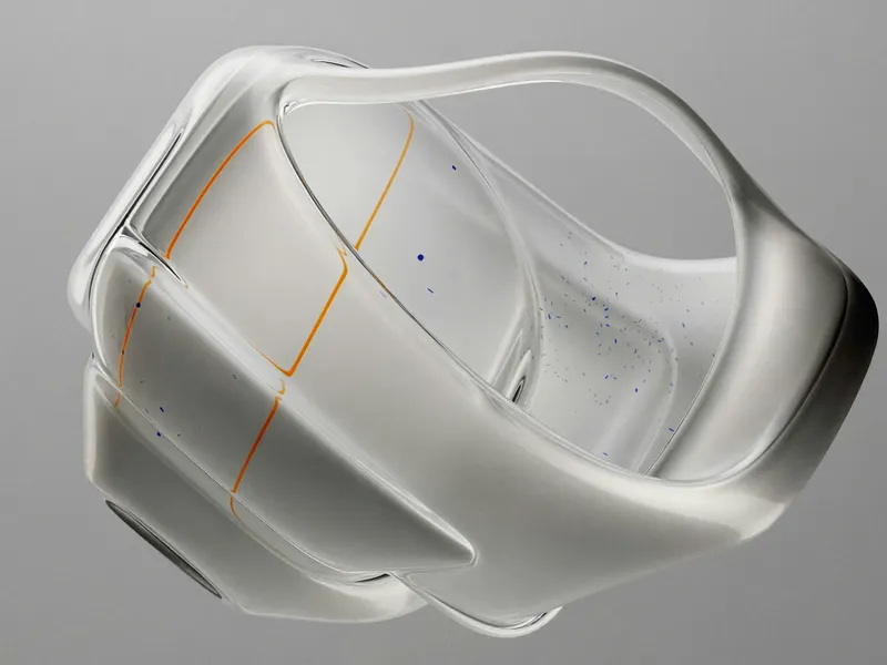 Abstract geometric glass sculpture representing clarity and precision