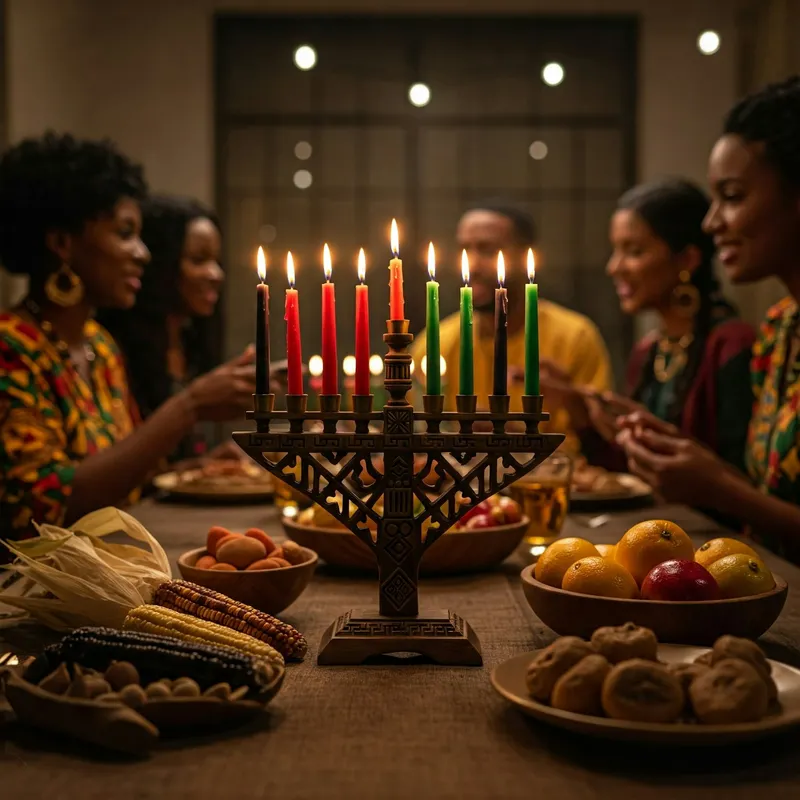 Kwanzaa Celebration Scene representing community unity