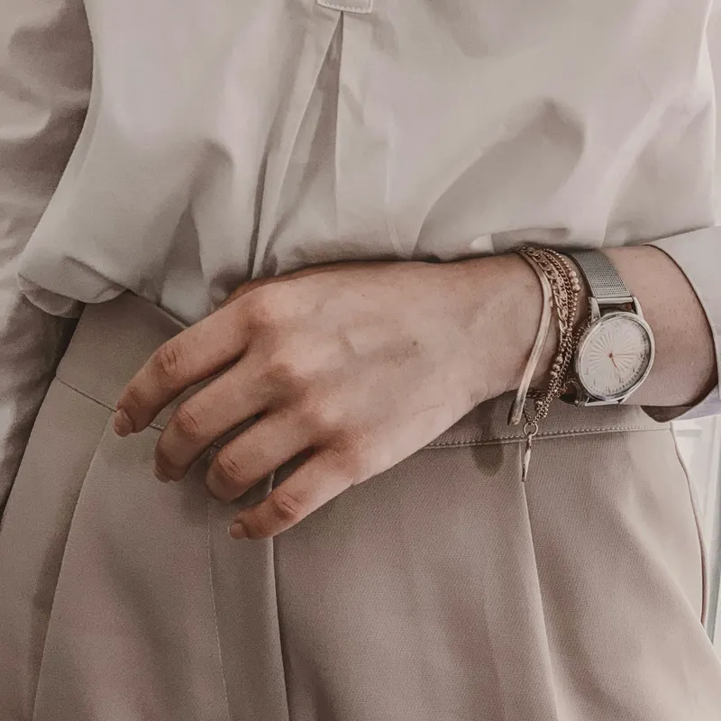 Silver link bracelet and watch