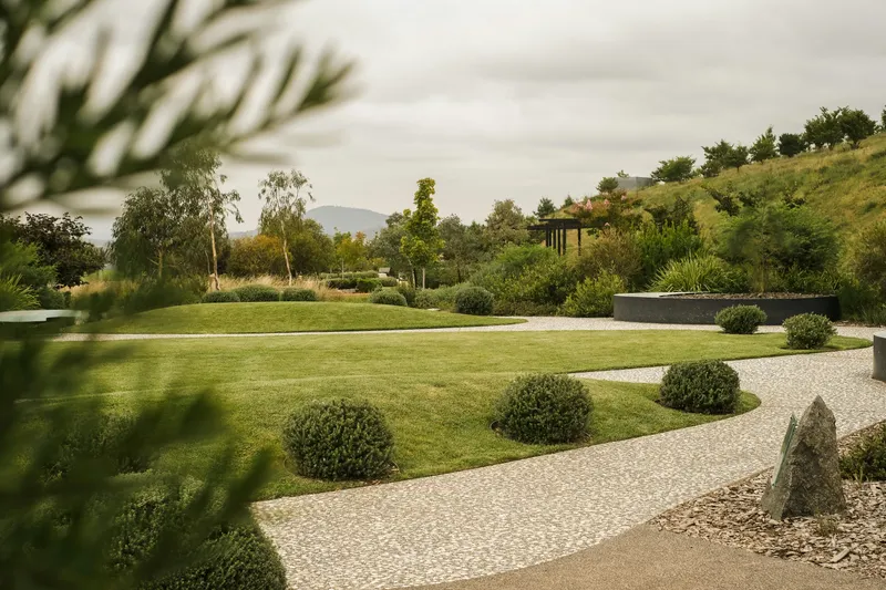 Professional landscaping and lush green lawn