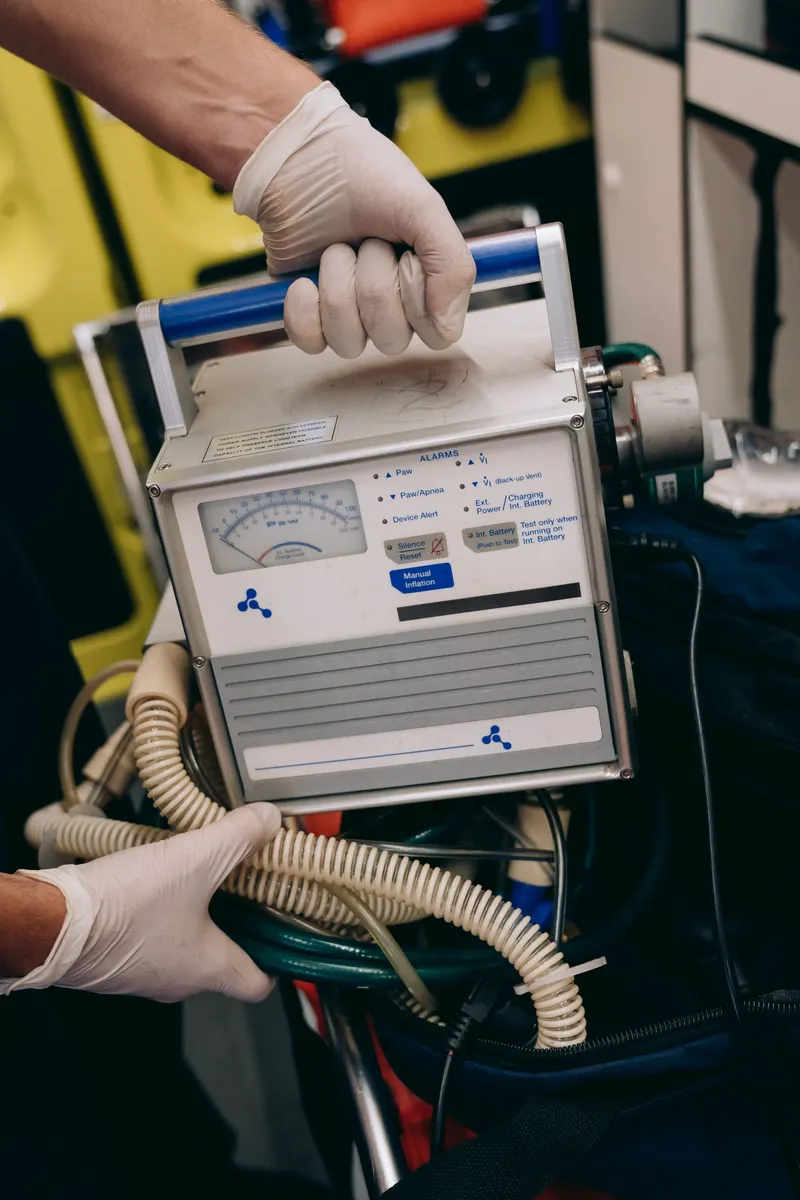 Professional mobile lab technician preparing for sample collection