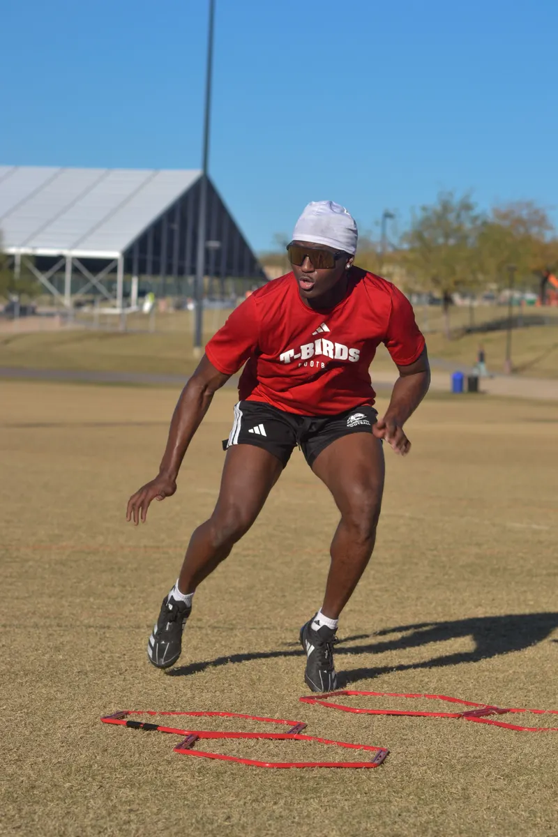 Athlete performing lateral shuffle drills