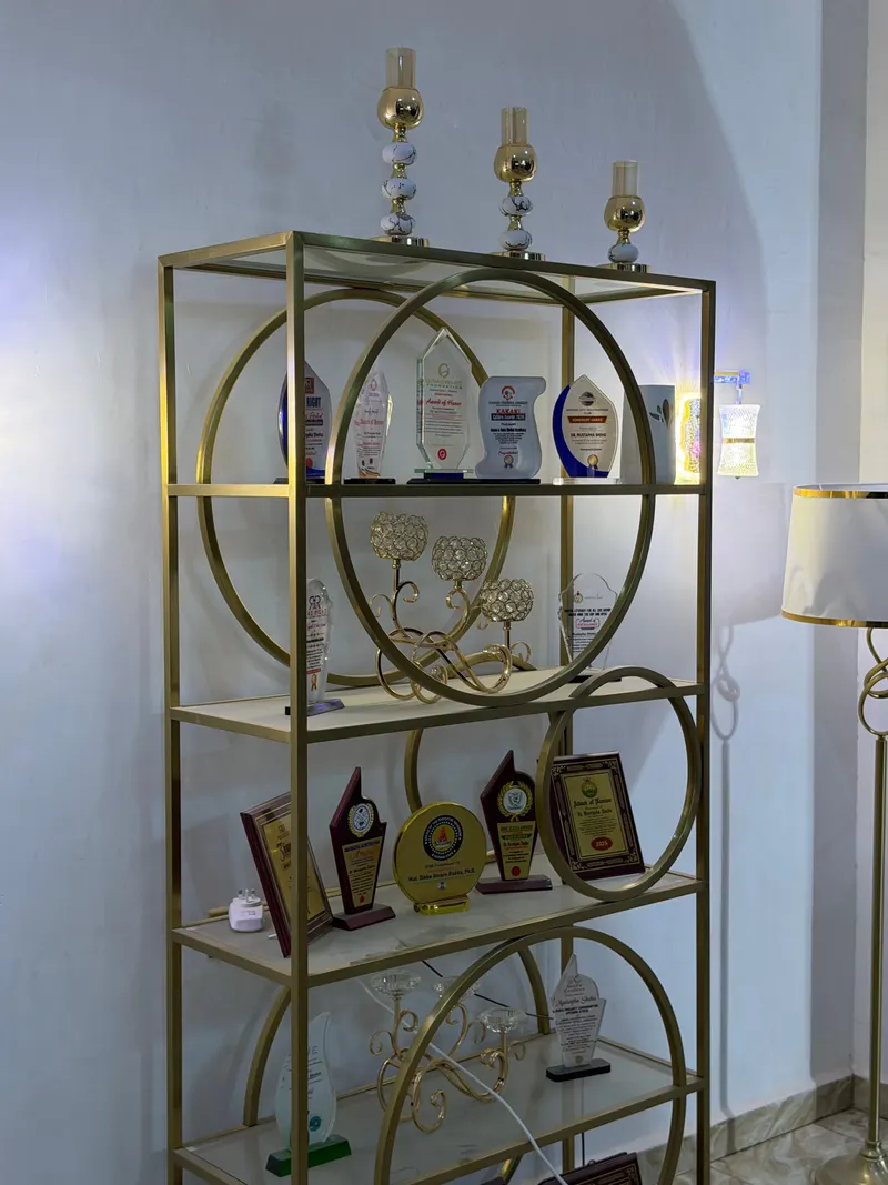 Custom awards and plaques on display