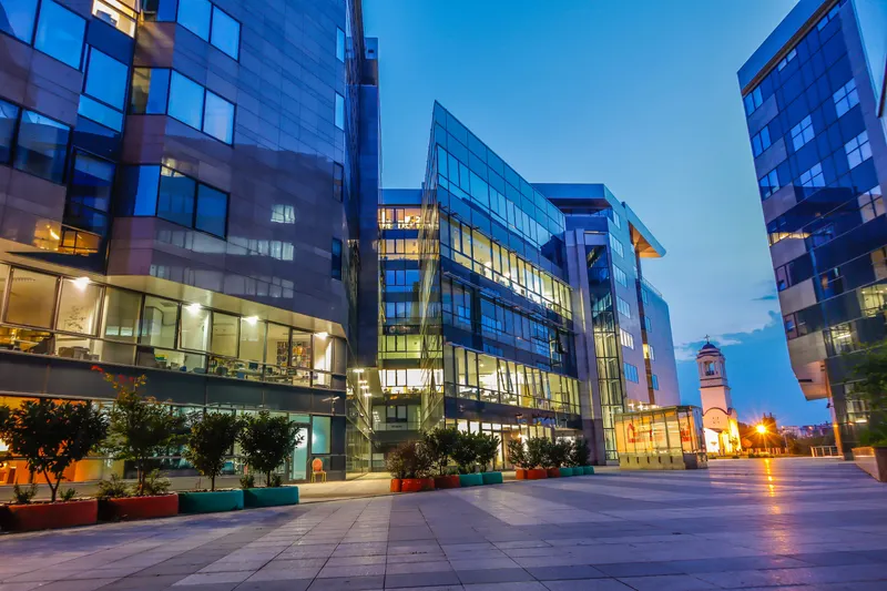 Rosewood Plaza at dusk