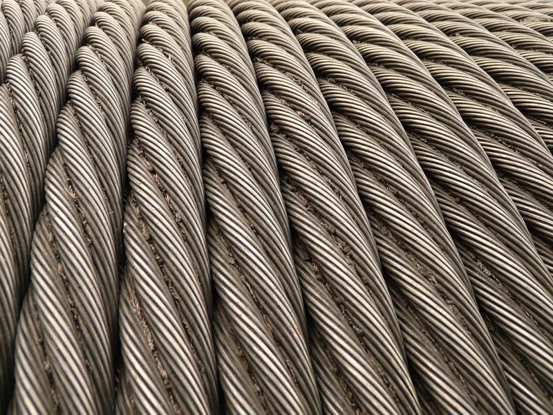 Intricate steel engineering detail showing steel rope winding