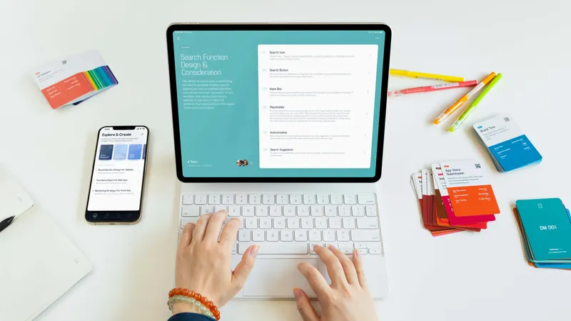 Professional using software on a laptop and phone